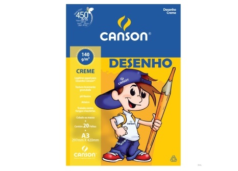 BLOCO ESC. DESENHO A3 140G 6667 CREME CANSON BLC 20 FLS