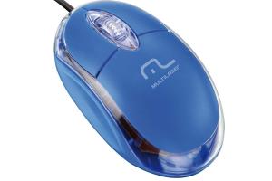 Mouse 800 DPI 3 botões Óptico USB azul Multilaser MO001 unid.