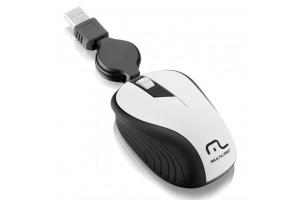 Mouse Retrátil 1200DPI 3 botões branco Multilaser MO234 unid.