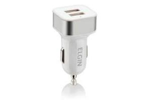 CARREGADOR VEICULAR USB 2 SAIDAS BRANCO ELGIN UND